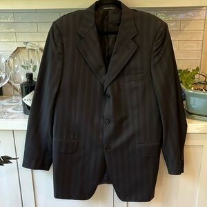 EUC Canali 100% wool single breasted charcoal subtle pattern suit jacket